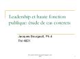 Leadership et haute fonction publique: tude de cas concrets