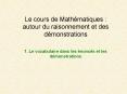 Le cours de Mathmatiques : autour du raisonnement et des dmonstrations