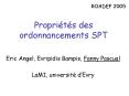 Proprits des ordonnancements SPT