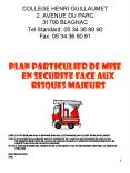 COLLEGE HENRI GUILLAUMET 2, AVENUE DU PARC 31700 BLAGNAC Tel Standard: 05 34 36 80 90 Fax: 05 34 36