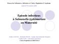 Episode infectieux Salmonella typhimurium en Maternit