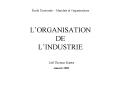 LORGANISATION DE LINDUSTRIE