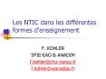 Les NTIC dans les diffrentes formes denseignement