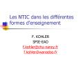 Les NTIC dans les diffrentes formes denseignement