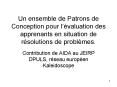 Un ensemble de Patrons de Conception pour lvaluation des apprenants en situation de rsolutions de pr
