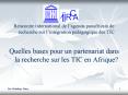 Rencontre international de lagenda panafricain de recherche sur lintgration pdagogique des TIC