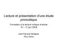 Lecture et prsentation dune tude pronostique