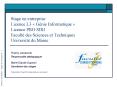 Stage en entreprise Licence L3 Gnie Informatique Licence PRO SIRI Facult des Sciences et Techniques
