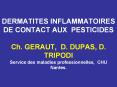 DERMATITES INFLAMMATOIRES DE CONTACT AUX PESTICIDES Ch. GERAUT, D. DUPAS, D. TRIPODI  Service des maladies professionnelles, CHU Nantes.