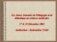 Les 3mes Journes de Pdagogie et de didactique en sciences mdicales 17