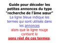 Guide pour dcoder les petites annonces du type "recherche de l'me sur" La ligne bleue indique les te