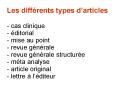Les diffrents types darticles cas clinique ditorial mise au point revue gnrale revue gnrale structur