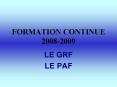 FORMATION CONTINUE 20082009