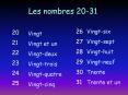 Les nombres 20-31