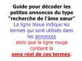 Guide pour dcoder les petites annonces du type "recherche de l'me sur" La ligne bleue indique les te