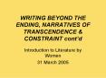 WRITING BEYOND THE ENDING, NARRATIVES OF TRANSCENDENCE