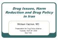 Drug Issues, Harm Reduction and Drug Policy in Iran