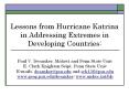 Lessons from Hurricane Katrina in Addressing Extremes in Developing Countries: