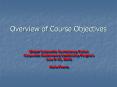 Overview of Course Objectives