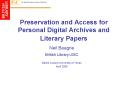 Preservation and Access for Personal Digital Archives and Literary Papers