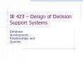 IE 423 Design of Decision Support Systems
