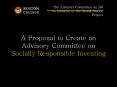 A Proposal to Create an Advisory Committee on Socially Responsible Investing