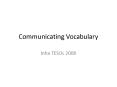 Communicating Vocabulary