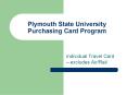 Plymouth State University Purchasing Card Program