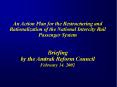 An Action Plan for the Restructuring and Rationalization of the National Intercity Rail Passenger Sy