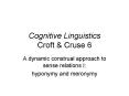 Cognitive Linguistics Croft