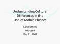 Understanding Cultural Differences in the Use of Mobile Phones