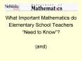 What Important Mathematics do