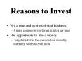 Reasons to Invest
