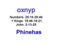 oxnyp Numbers. 25:1029:40 1 Kings. 18:4619:21, John. 2:1325