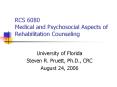 RCS 6080 Medical and Psychosocial Aspects of Rehabilitation Counseling