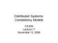 Distributed Systems: Consistency Models