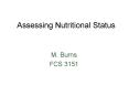 Assessing Nutritional Status