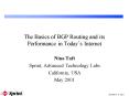 The Basics of BGP Routing and its Performance in Todays Internet