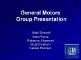 General Motors Group Presentation Nate Shewell Alan Pierce Rebecca Adamson Stuart Niebuhr Cassie Pea