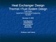 Heat Exchanger Design Thermal Fluid System Design Final Project Department of Mechanical Engineering
