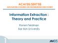Information Extraction : Theory and Practice