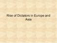 Rise of Dictators in Europe and Asia