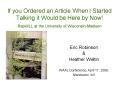 If you Ordered an Article When I Started Talking it Would be Here by Now RapidILL at the University