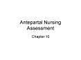 Antepartal Nursing Assessment