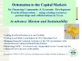Orientation to the Capital Markets for Financing Community
