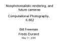 Nonphotorealistic rendering, and future cameras