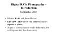 Digital RAW Photography Introduction September 2006