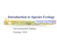 Introduction to Species Ecology