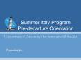 Summer Italy Program Predeparture Orientation