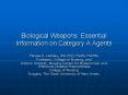 Biological Weapons: Essential Information on Category A Agents
